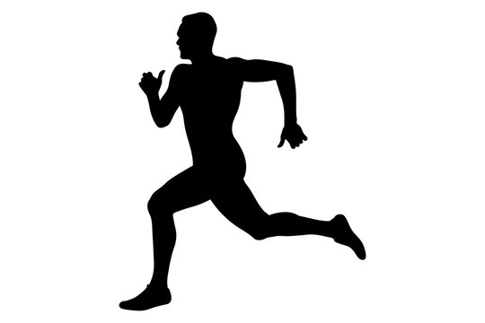 man runner sprinter black silhouette competition in athletics