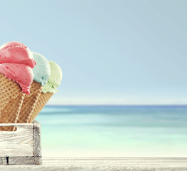 Ice cream and beach 