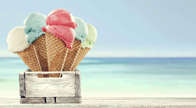 Ice cream and beach 