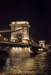 Chain bridge at night