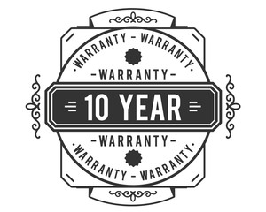 10 years warranty icon vintage rubber stamp guarantee