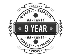 9 years warranty icon vintage rubber stamp guarantee