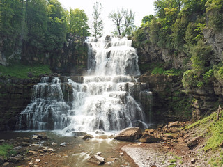 Waterfall view at the base
