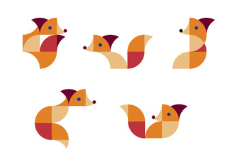 Pattern of geometric foxes. Geometric background. Vector illustration.