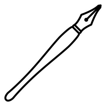 Vector Black Outline Icon - Calligraphic Pen