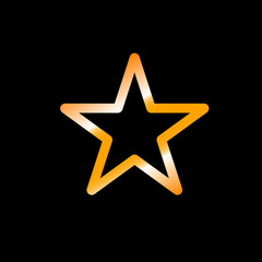 Gold star isolated on black background with gradient.Flat design. Vector illustration