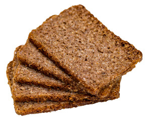 Slices of whole wheat multigrain toast isolated on white background