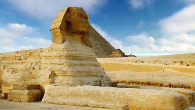 Egypt,Sphinx at sunny day,clouds running