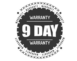 9 day warranty icon vintage rubber stamp guarantee