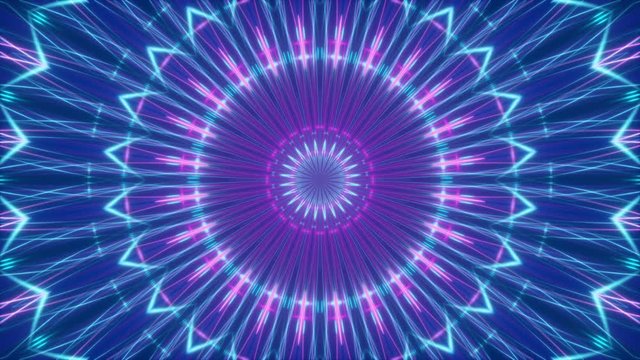blue and purple abstract background, motion lines and flashing light, kaleidoscope, loop