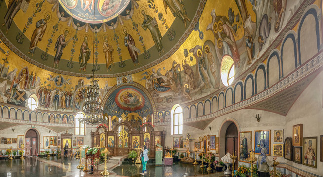SOCHI, RUSSIA - JUNE 3, 2017: Interior of the Temple of Panteleimon.
