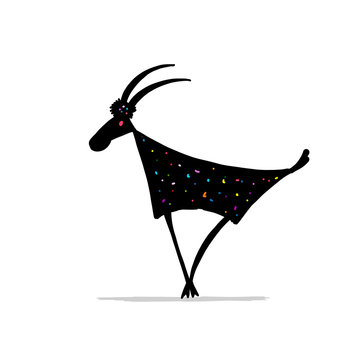 Funny goat, simple sketch for your design