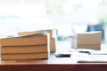Books in the bookstore and study.