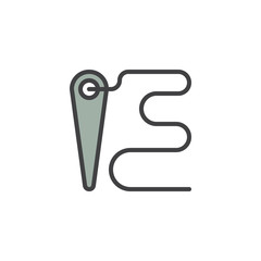 Bone Needle with thread filled outline icon