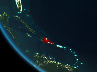 Dominican Republic at night from orbit