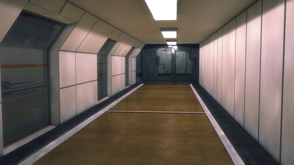 3D Rendering. Futuristic interior environment