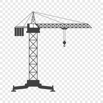 Icon of the tower crane. Vector illustration on transparent background
