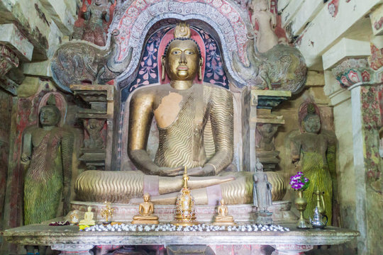 Buddha image at Gadaladeniya temple near Kandy, Sri Lanka