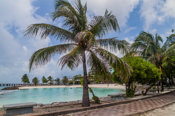 Artificial beach in Male, Maldives.