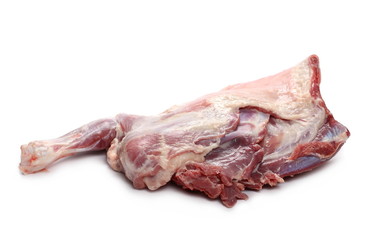 Fresh raw young goat meat isolated on white background