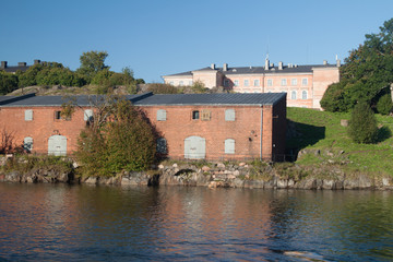 Fototapeta premium Buildings at Suomenlinna (Sveaborg), sea fortress near Helsinki, Finland