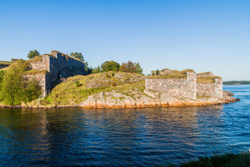 Fototapeta na wymiar Fortifications at Suomenlinna (Sveaborg), sea fortress near Helsinki, Finland