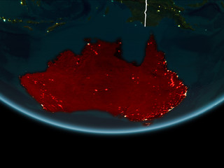 Australia on Earth from space at night