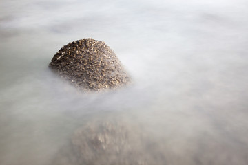 Long exposure of sea and rocks.