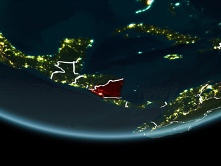 Nicaragua on Earth from space at night