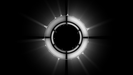 Sci Fi HUD Abstract Background, Blue circle with analog wave, dash circle and glowing style.