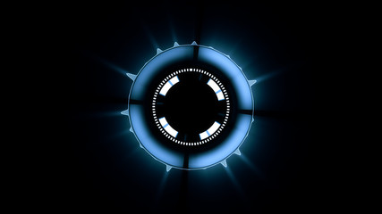 Sci Fi HUD Abstract Background, Blue circle with analog wave, dash circle and glowing style.