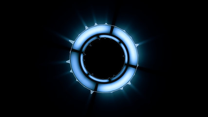 Sci Fi HUD Abstract Background, Blue circle with analog wave, dash circle and glowing style.