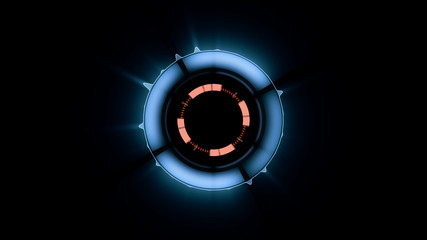 Sci Fi HUD Abstract Background, Blue circle with analog wave, dash circle and glowing style.