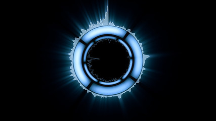 Sci Fi HUD Abstract Background, Blue circle with analog wave, dash circle and glowing style.