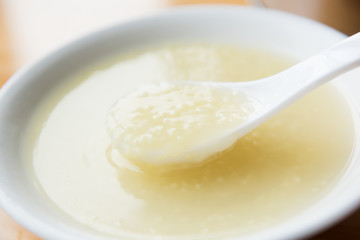 Chinese millet porridge. Close up. Chinese porridge.
