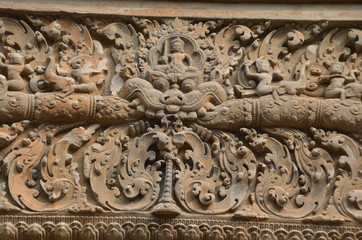 relief angkor ancient temple cambodia sculpture