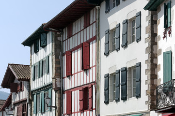 Building facades at Espelette village 