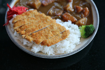 Curry rice with fired pork japanese food
