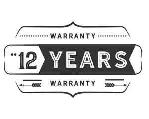 12 years warranty icon vintage rubber stamp guarantee