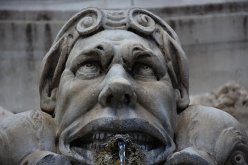 Fototapeta na wymiar Rome, Fountain of Pantheon of Rotonda square. Details