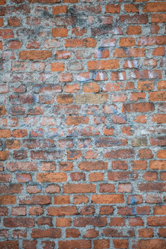 Muro in mattoni e cemento