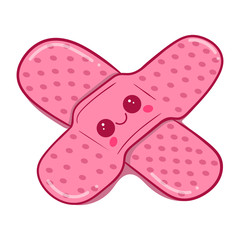 cute pink cartoon medical plaster, vector illustration