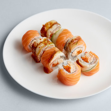 California sushi rolls on plate