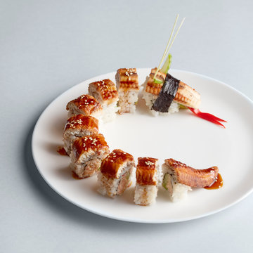 California sushi rolls on plate