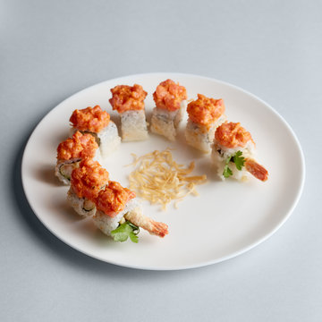 California sushi rolls on plate