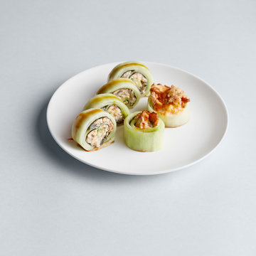 California sushi rolls on plate