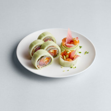 California sushi rolls on plate