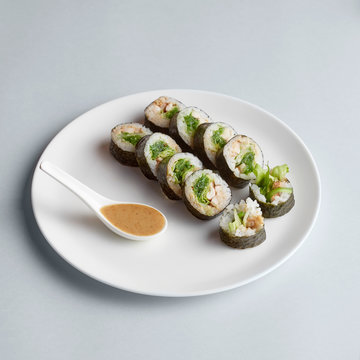 Maki sushi rolls on plate