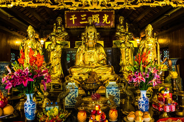 Mysterious temple of Trang An Unesco Landscape in Ninh Binh in Vietnam