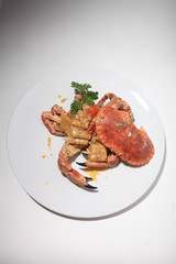 Paccheri with creamy crab sauce, Italian food style